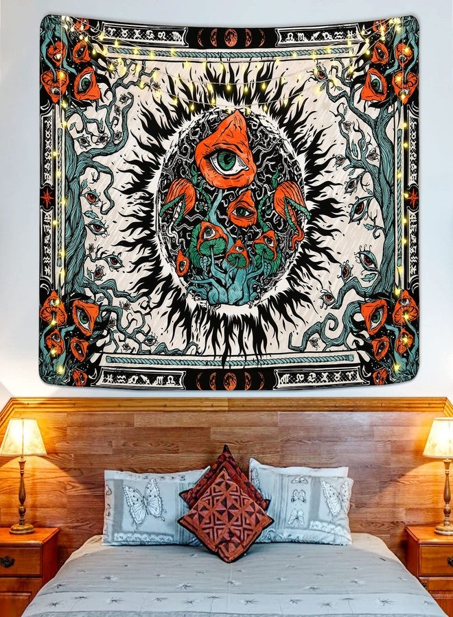Cohpoh Mushroom Sun Tapestry (59.1 x 82.7 inches) - Burning Sun, Mushrooms, Eyes & Vines - Wall Hanging for Bedroom, Living Room, Office - Image 3